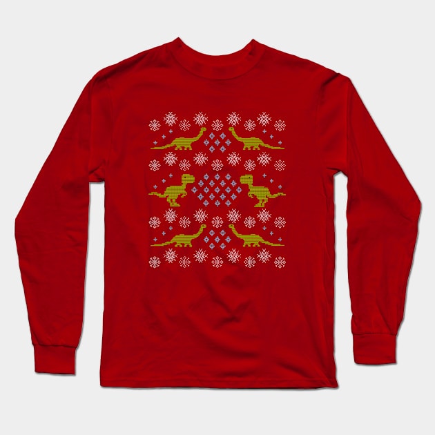 Merry Dinomas Long Sleeve T-Shirt by LeighWortley